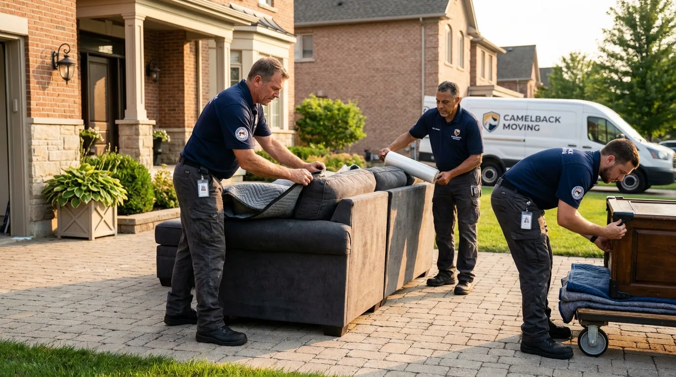 Large estate moving crew wrapping furniture in Leland, MS