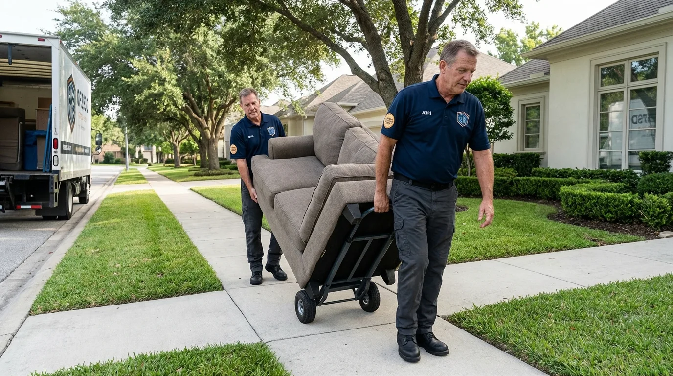 Local residential moving crew loading furniture in Leland, MS