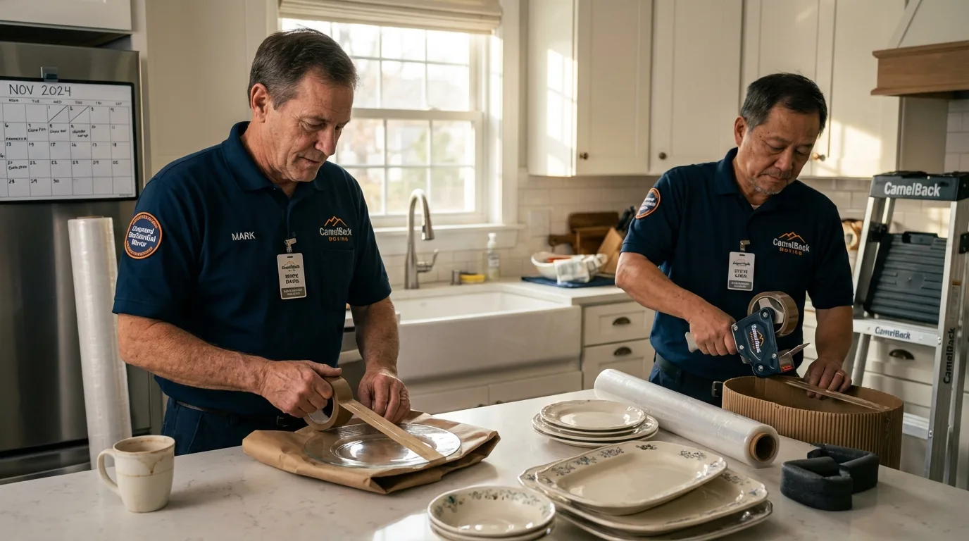 Professional crew packing kitchen dishware in Leland, MS
